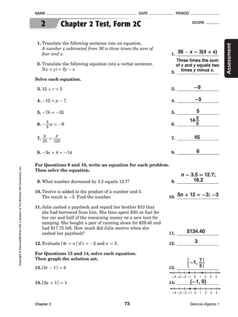 Glencoe Geometry Chapter Test Form Answer Key Fill Online