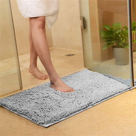 Intbuying Non Slip Microfiber Shag Bathroom Rugs Bath Mats Shower Rug