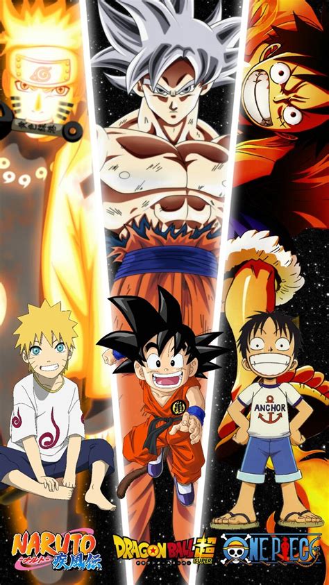 Luffy Naruto And Goku Wallpaper Luffygoku And Naruto Crossover By