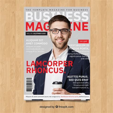 Premium Vector Business Magazine Cover Template With Model Posing
