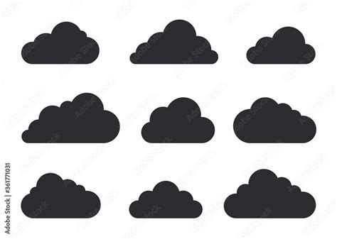 Clouds Icon Vector Set Of Clouds Shapes Clouds Stencil Clouds Silhouettes Symbols Of Weather