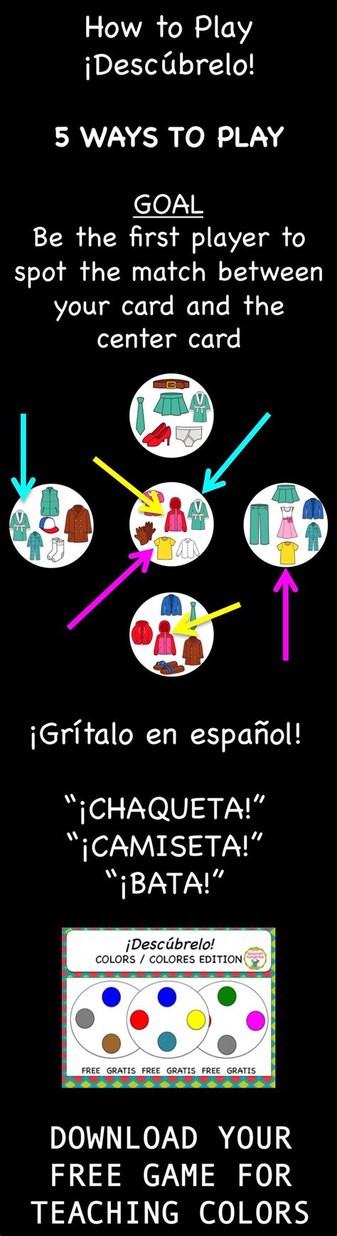 Free Spanish Vocabulary Game Descubrelo Like Spot It Spanish