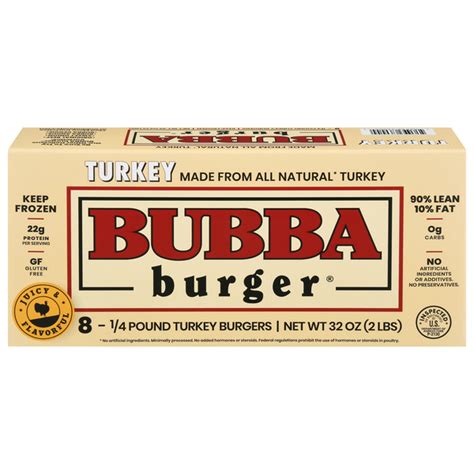 Save On Bubba Burger Turkey Burgers 1 4 Lb Ea Gluten Free All Natural