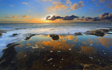 Wallpaper Sea Rocks Reflection Sky Clouds 2560x1600 1018599