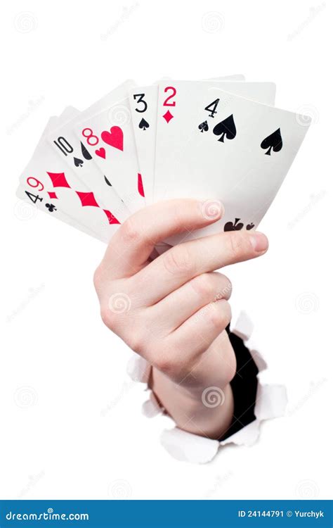 Hand Holding Playing Cards Stock Image Image Of Play 24144791