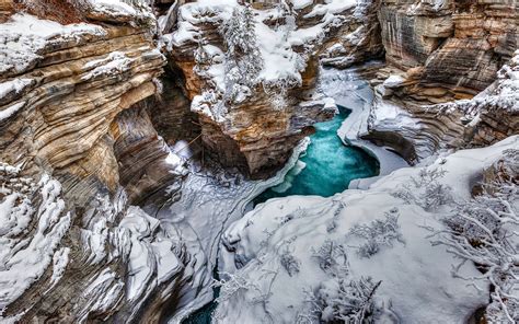 Winter River In Jasper National Park Hd Wallpaper Background Image