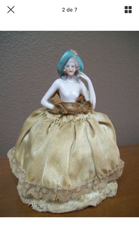 antique half doll pin cushion marquise pin doll half dolls pincushions embroidery sewing