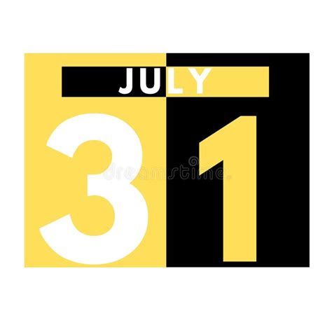 July 31 Modern Daily Calendar Icon Date Day Month Stock