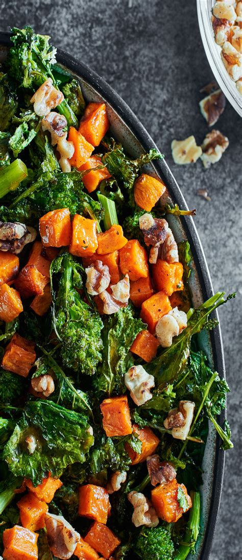 Sweet potatoes are basically tuberous crops and the colour of the tuber varies from purple or red to pale yellow and white. Roasted Sweet Potato and Broccoli Rabe Salad - Andy Boy