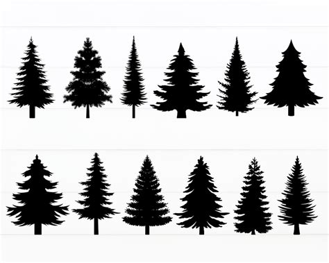 Pine Tree Svg Bundle Tree Silhouette Svg Christmas Svg Pine Tree Cut