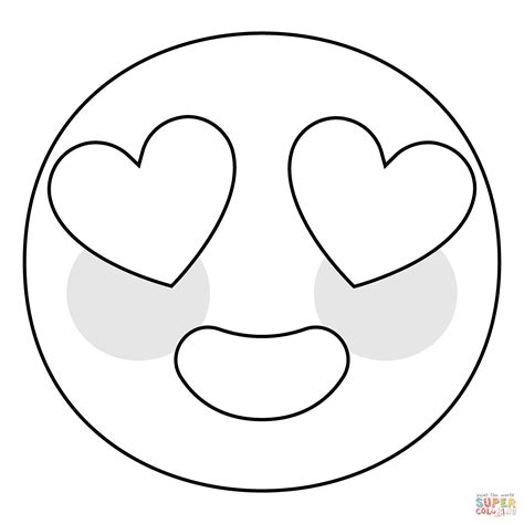Dibujo de Emoji de cara sonriente con ojos de corazón para colorear