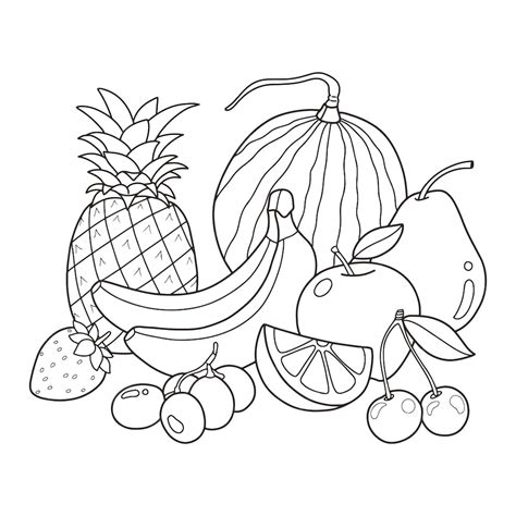 Premium Vector Fruits Coloring Page