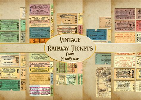 Vintage Train Tickets Digital Download Printable Old Railway Ephemera