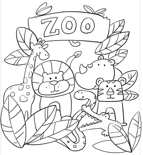 Cute Zoo Animals Coloring Page Download Print Or Color Online For Free