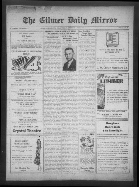 The Gilmer Daily Mirror (Gilmer, Tex.), Vol. 15, No. 93, Ed. 1 Tuesday