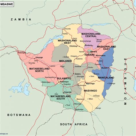 Detailed Political Map Of Zimbabwe Ezilon Maps Images And Photos Finder