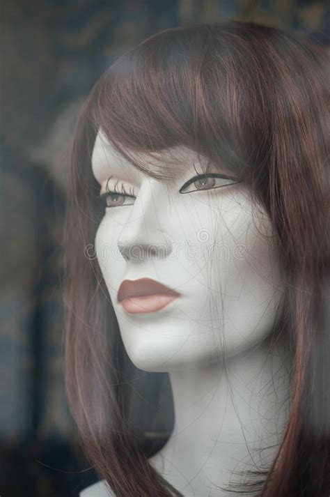 Woman Face Of Mannequin With Wig In Fashion Store Sho Stock Image