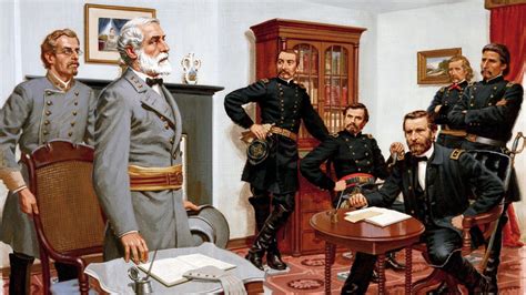 Lee Signs The Surrender At Appomattox Courthouse In 1865 Civil War
