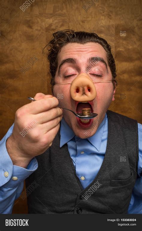 Silly Pig Man Eating Image And Photo Free Trial Bigstock