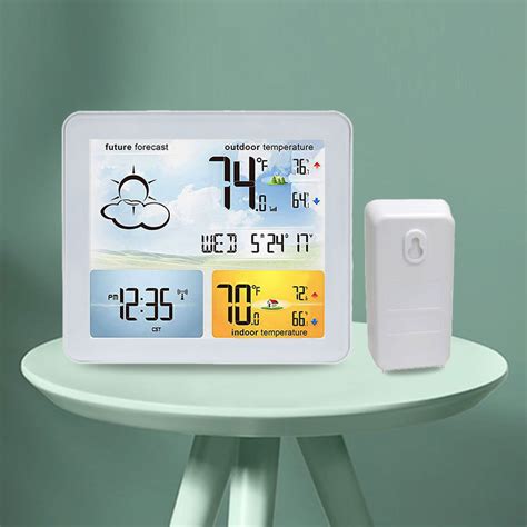 Desktop Digital Alarm Clock Weather Station Full Color Temperature Hum