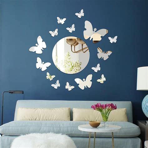 16 Pieces Butterfly 3d Acrylic Mirror Wall Decor Stickers 2mm Thick