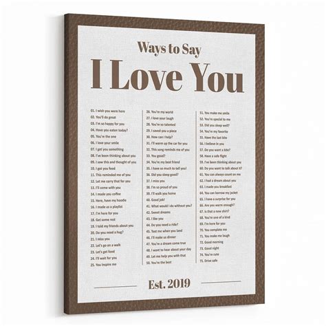 Ways To Say I Love You Custom Leather Anniversary Canvas Print