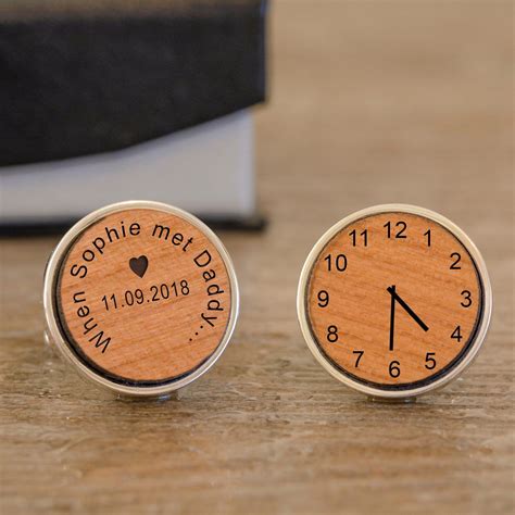 When Baby Met Daddy Cufflinks Personalised Engraved Daddy Wood Cufflinks New Daddy Special