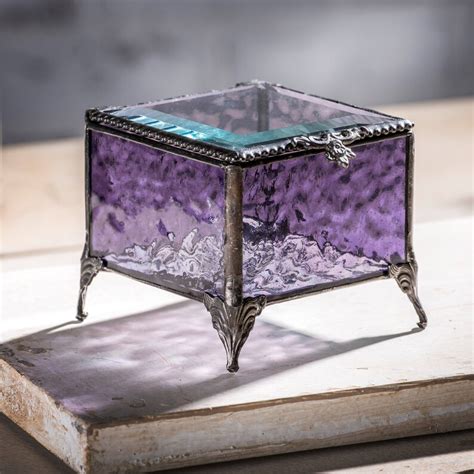 Purple Glass Jewelry Box Stained Glass Keepsake Box Wedding Etsy