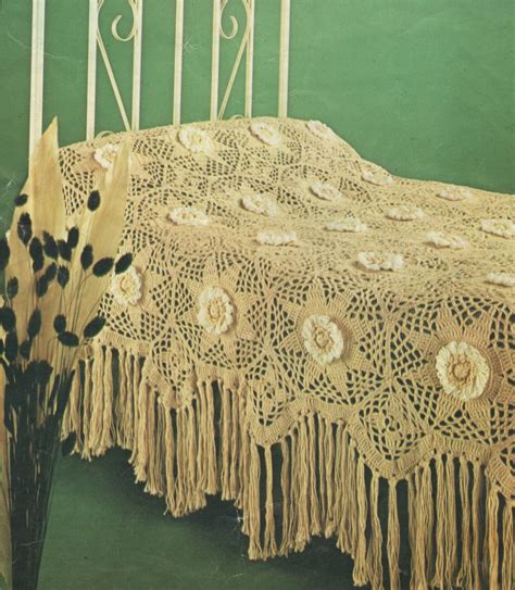 Bedspread Crochet Pattern Pdf Flower Loom Required Bedroom Etsy