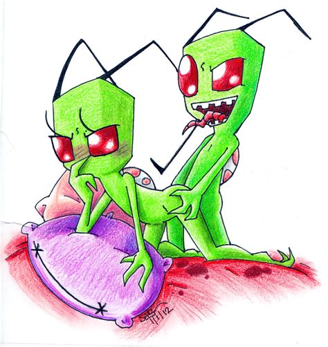 Rule 34 2012 Bed Blush Duo Female From Behind Invader Zim Irken Male Red Eyes Sex Straight