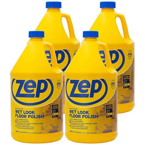 Zep Wet Look Floor Polish 1 Gallon Case Of 4 Zuwlff128 Long Lasting Shine