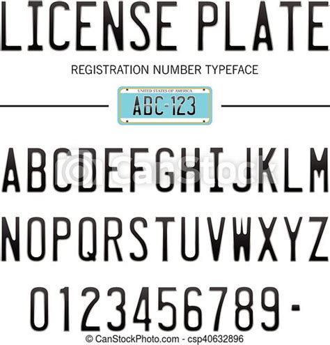 Modern License Plate Font For Registration Numbers With Sample Design