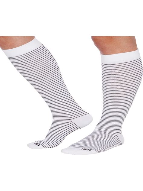Lish Skinny Stripe Wide Calf Compression Socks Graduated 15 25 Mmhg Knee High Striped Plus Size