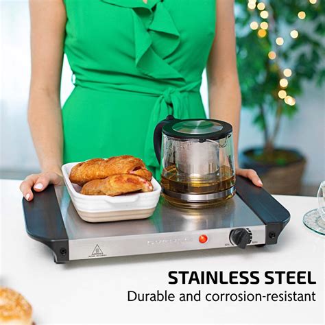Ovente Electric Food Buffet Server With 2 Stainless Steel Warming Pan