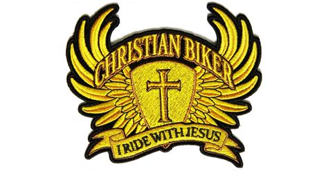 Christian Biker Patch Small In Brown I Ride With Jesus Christian