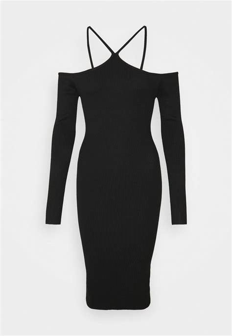 Missguided Halter Arm Warmer Midi Dress Jumper Dress Black