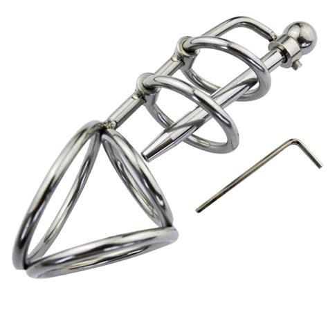 Stainless Steel Chastity Device Cock Ring Scrotum Bondage Ball Stretcher Urethral Sound Dilators