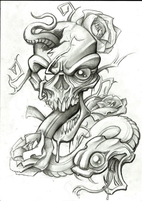 Skull Tattoo Design Skulls Drawing Tattoo Art Drawings
