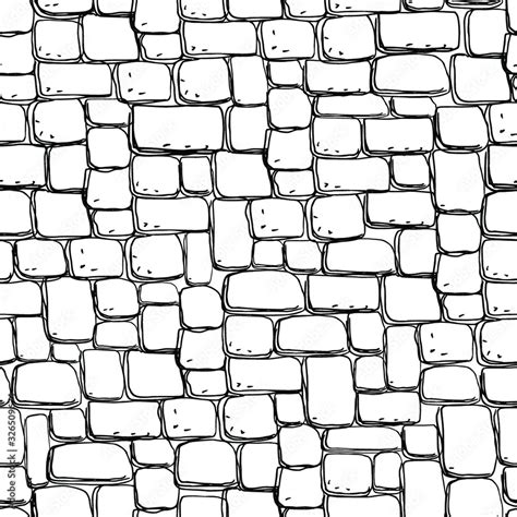 Seamless Stonework Pattern Black And White Stone Wall Texture Cobblestone Pavement Background
