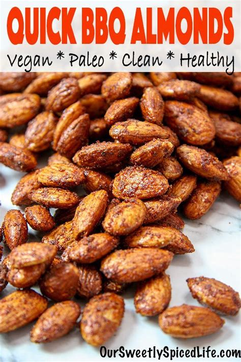Drink almond recipe almond tea is made with instant iced tea powder, white sugar, boiling water, 12 ounce can of frozen lemonade concentrate, vanilla extract, and almond extract. BBQ Almonds | Recipe (With images) | Healthy snacks easy ...