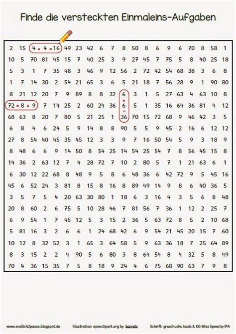 In mathematik müssen sie sich erst durch das menü der einzelnen schularten klicken, danach durch die klasse und dann das fach mathe auswählen. Einmaleins Suchsel 1x1 | karty pracy przedszkole | Mathe ...