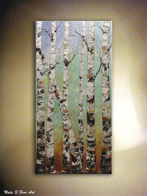 Birch Tree Painting Large Forest Art Landscape Painting Abstract