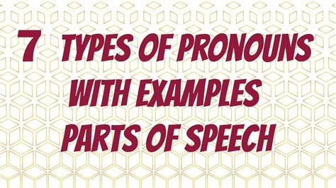 7 Types Of Pronouns With Examples Parts Of Speech Youtube