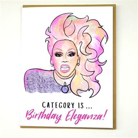 Rupaul Birthday Eleganza Card Drag Queen Ru Paul Birthday Etsy