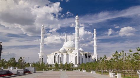 The Hazrat Sultan Mosque In Astana Timelapse Stock Footage Sbv