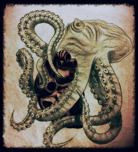 Du hast eine besondere idee und. a Kraken with its tentacles wrapped around a human heart ...