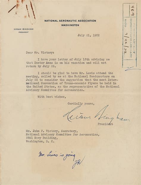 Hiram Bingham Iii 2 Typed Letters Signed Rr Auction