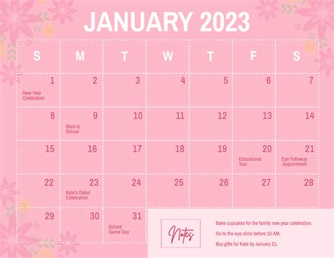 January 2023 Calendar Editable Printable Template Calendar
