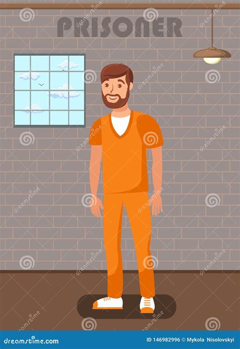 Homme Emprisonn Dans Le Calibre Plat D Affiche De Cellules De Prison Illustration De Vecteur