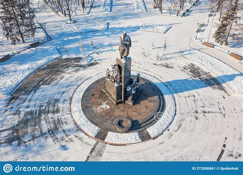 Kharkiv Ukraine January 20th 2021 Aerial View To The Monument To